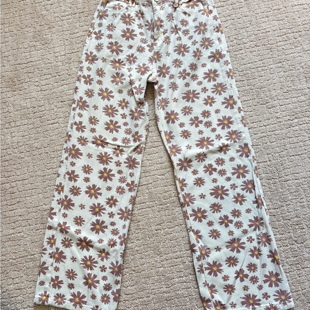 Floral Straight Leg Jeans - Picture 3 of 5